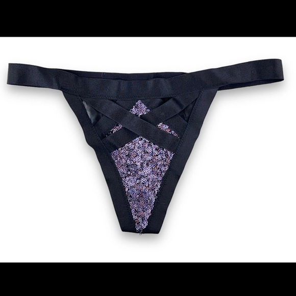 Victoria's Secret Limited Edition 2014 Fashion Show Black Sparkle Thong - Picture 1 of 7